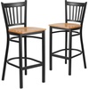 image:imageFlash Furniture 2 Pack HERCULES Series Black Vertical Back Metal Restaurant Barstool  Black Vinyl SeatNatural Wood SeatBlack Metal Frame