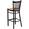 image:imageFlash Furniture 2 Pack HERCULES Series Black Vertical Back Metal Restaurant Barstool  Black Vinyl SeatNatural Wood SeatBlack Metal Frame