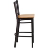 image:imageFlash Furniture 2 Pack HERCULES Series Black Vertical Back Metal Restaurant Barstool  Black Vinyl SeatNatural Wood SeatBlack Metal Frame