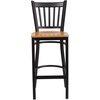 image:imageFlash Furniture 2 Pack HERCULES Series Black Vertical Back Metal Restaurant Barstool  Black Vinyl SeatNatural Wood SeatBlack Metal Frame