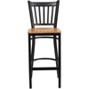image:imageFlash Furniture 2 Pack HERCULES Series Black Vertical Back Metal Restaurant Barstool  Black Vinyl SeatNatural Wood SeatBlack Metal Frame