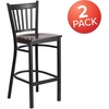image:imageFlash Furniture 2 Pack HERCULES Series Black Vertical Back Metal Restaurant Barstool  Black Vinyl SeatWalnut Wood SeatBlack Metal Frame