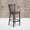 image:imageFlash Furniture 2 Pack HERCULES Series Black Vertical Back Metal Restaurant Barstool  Black Vinyl SeatWalnut Wood SeatBlack Metal Frame