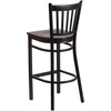 image:imageFlash Furniture 2 Pack HERCULES Series Black Vertical Back Metal Restaurant Barstool  Black Vinyl SeatWalnut Wood SeatBlack Metal Frame