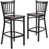 image:imageFlash Furniture 2 Pack HERCULES Series Black Vertical Back Metal Restaurant Barstool  Black Vinyl SeatWalnut Wood SeatBlack Metal Frame