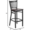 image:imageFlash Furniture 2 Pack HERCULES Series Black Vertical Back Metal Restaurant Barstool  Black Vinyl SeatWalnut Wood SeatBlack Metal Frame