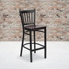 image:imageFlash Furniture 2 Pack HERCULES Series Black Vertical Back Metal Restaurant Barstool  Black Vinyl Seatblack