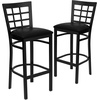 image:imageFlash Furniture 2 Pack HERCULES Series Black Window Back Metal Restaurant Barstool  Black Vinyl SeatBlack Vinyl SeatBlack Metal Frame