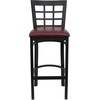 image:imageFlash Furniture 2 Pack HERCULES Series Black Window Back Metal Restaurant Barstool  Black Vinyl SeatBurgundy Vinyl SeatBlack Metal Frame