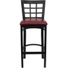 image:imageFlash Furniture 2 Pack HERCULES Series Black Window Back Metal Restaurant Barstool  Black Vinyl SeatBurgundy Vinyl SeatBlack Metal Frame