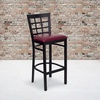 image:imageFlash Furniture 2 Pack HERCULES Series Black Window Back Metal Restaurant Barstool  Black Vinyl SeatBurgundy Vinyl SeatBlack Metal Frame