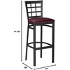 image:imageFlash Furniture 2 Pack HERCULES Series Black Window Back Metal Restaurant Barstool  Black Vinyl SeatBurgundy Vinyl SeatBlack Metal Frame