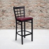 image:imageFlash Furniture 2 Pack HERCULES Series Black Window Back Metal Restaurant Barstool  Black Vinyl SeatBurgundy Vinyl SeatBlack Metal Frame