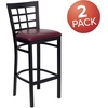 image:imageFlash Furniture 2 Pack HERCULES Series Black Window Back Metal Restaurant Barstool  Black Vinyl SeatBurgundy Vinyl SeatBlack Metal Frame