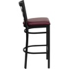 image:imageFlash Furniture 2 Pack HERCULES Series Black Window Back Metal Restaurant Barstool  Black Vinyl SeatBurgundy Vinyl SeatBlack Metal Frame