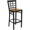 image:imageFlash Furniture 2 Pack HERCULES Series Black Window Back Metal Restaurant Barstool  Black Vinyl SeatCherry Wood SeatBlack Metal Frame