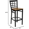 image:imageFlash Furniture 2 Pack HERCULES Series Black Window Back Metal Restaurant Barstool  Black Vinyl SeatCherry Wood SeatBlack Metal Frame