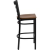 image:imageFlash Furniture 2 Pack HERCULES Series Black Window Back Metal Restaurant Barstool  Black Vinyl SeatCherry Wood SeatBlack Metal Frame