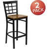 image:imageFlash Furniture 2 Pack HERCULES Series Black Window Back Metal Restaurant Barstool  Black Vinyl SeatCherry Wood SeatBlack Metal Frame