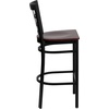 image:imageFlash Furniture 2 Pack HERCULES Series Black Window Back Metal Restaurant Barstool  Black Vinyl SeatMahogany Wood SeatBlack Metal Frame