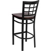 image:imageFlash Furniture 2 Pack HERCULES Series Black Window Back Metal Restaurant Barstool  Black Vinyl SeatMahogany Wood SeatBlack Metal Frame