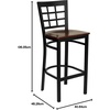 image:imageFlash Furniture 2 Pack HERCULES Series Black Window Back Metal Restaurant Barstool  Black Vinyl SeatMahogany Wood SeatBlack Metal Frame
