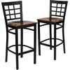 image:imageFlash Furniture 2 Pack HERCULES Series Black Window Back Metal Restaurant Barstool  Black Vinyl SeatMahogany Wood SeatBlack Metal Frame