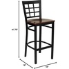 image:imageFlash Furniture 2 Pack HERCULES Series Black Window Back Metal Restaurant Barstool  Black Vinyl SeatMahogany Wood SeatBlack Metal Frame