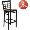 image:imageFlash Furniture 2 Pack HERCULES Series Black Window Back Metal Restaurant Barstool  Black Vinyl SeatMahogany Wood SeatBlack Metal Frame
