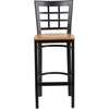 image:imageFlash Furniture 2 Pack HERCULES Series Black Window Back Metal Restaurant Barstool  Black Vinyl SeatNatural Wood SeatBlack Metal Frame