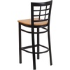 image:imageFlash Furniture 2 Pack HERCULES Series Black Window Back Metal Restaurant Barstool  Black Vinyl SeatNatural Wood SeatBlack Metal Frame