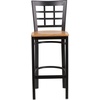 image:imageFlash Furniture 2 Pack HERCULES Series Black Window Back Metal Restaurant Barstool  Black Vinyl SeatNatural Wood SeatBlack Metal Frame