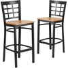 image:imageFlash Furniture 2 Pack HERCULES Series Black Window Back Metal Restaurant Barstool  Black Vinyl SeatNatural Wood SeatBlack Metal Frame