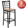 image:imageFlash Furniture 2 Pack HERCULES Series Black Window Back Metal Restaurant Barstool  Black Vinyl SeatNatural Wood SeatBlack Metal Frame