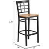 image:imageFlash Furniture 2 Pack HERCULES Series Black Window Back Metal Restaurant Barstool  Black Vinyl SeatNatural Wood SeatBlack Metal Frame