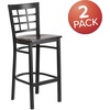 image:imageFlash Furniture 2 Pack HERCULES Series Black Window Back Metal Restaurant Barstool  Black Vinyl SeatWalnut Wood SeatBlack Metal Frame
