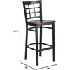image:imageFlash Furniture 2 Pack HERCULES Series Black Window Back Metal Restaurant Barstool  Black Vinyl SeatWalnut Wood SeatBlack Metal Frame