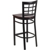 image:imageFlash Furniture 2 Pack HERCULES Series Black Window Back Metal Restaurant Barstool  Black Vinyl SeatWalnut Wood SeatBlack Metal Frame