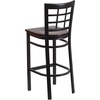 image:imageFlash Furniture 2 Pack HERCULES Series Black Window Back Metal Restaurant Barstool  Black Vinyl SeatWalnut Wood SeatBlack Metal Frame