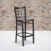 image:imageFlash Furniture 2 Pack HERCULES Series Black Window Back Metal Restaurant Barstool  Black Vinyl SeatWalnut Wood SeatBlack Metal Frame