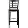 image:imageFlash Furniture 2 Pack HERCULES Series Black Window Back Metal Restaurant Barstool  Black Vinyl SeatWalnut Wood SeatBlack Metal Frame