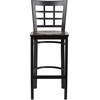 image:imageFlash Furniture 2 Pack HERCULES Series Black Window Back Metal Restaurant Barstool  Black Vinyl SeatWalnut Wood SeatBlack Metal Frame