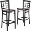 image:imageFlash Furniture 2 Pack HERCULES Series Black Window Back Metal Restaurant Barstool  Black Vinyl SeatWalnut Wood SeatBlack Metal Frame