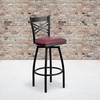 image:imageFlash Furniture 2 Pack HERCULES Series Black X Back Swivel Metal Barstool  Black Vinyl SeatBurgundy Vinyl SeatBlack Metal Frame
