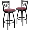 image:imageFlash Furniture 2 Pack HERCULES Series Black X Back Swivel Metal Barstool  Black Vinyl SeatBurgundy Vinyl SeatBlack Metal Frame
