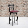 image:imageFlash Furniture 2 Pack HERCULES Series Black X Back Swivel Metal Barstool  Black Vinyl SeatBurgundy Vinyl SeatBlack Metal Frame