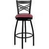 image:imageFlash Furniture 2 Pack HERCULES Series Black X Back Swivel Metal Barstool  Black Vinyl SeatBurgundy Vinyl SeatBlack Metal Frame