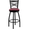 image:imageFlash Furniture 2 Pack HERCULES Series Black X Back Swivel Metal Barstool  Black Vinyl SeatBurgundy Vinyl SeatBlack Metal Frame
