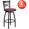 image:imageFlash Furniture 2 Pack HERCULES Series Black X Back Swivel Metal Barstool  Black Vinyl SeatBurgundy Vinyl SeatBlack Metal Frame