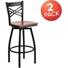 image:imageFlash Furniture 2 Pack HERCULES Series Black X Back Swivel Metal Barstool  Black Vinyl SeatCherry Wood SeatBlack Metal Frame